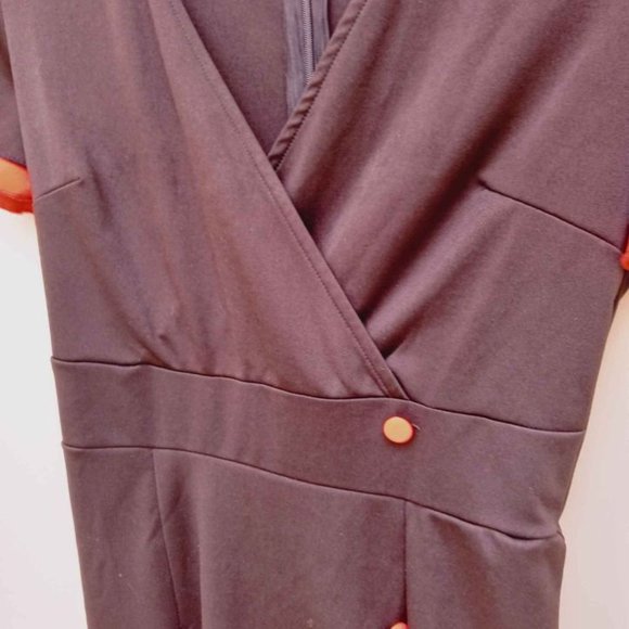 Black 1960s Button Slit Bodycon Dress - Picture 4 of 8